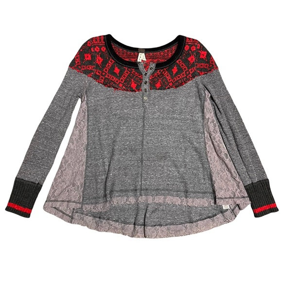 We The Free Cabin in the Woods Thermal Knit Shirt Size Small - Picture 2 of 9